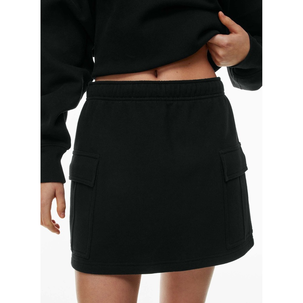 Aritzia Cozy Sweatshirt Fleece Mega Cargo Mini Skirt Athlesiure Black Small NWOT